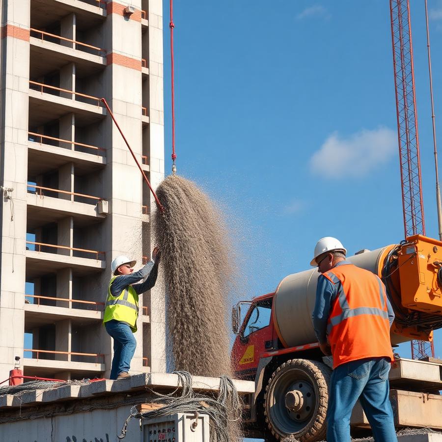 Concrete pour on site